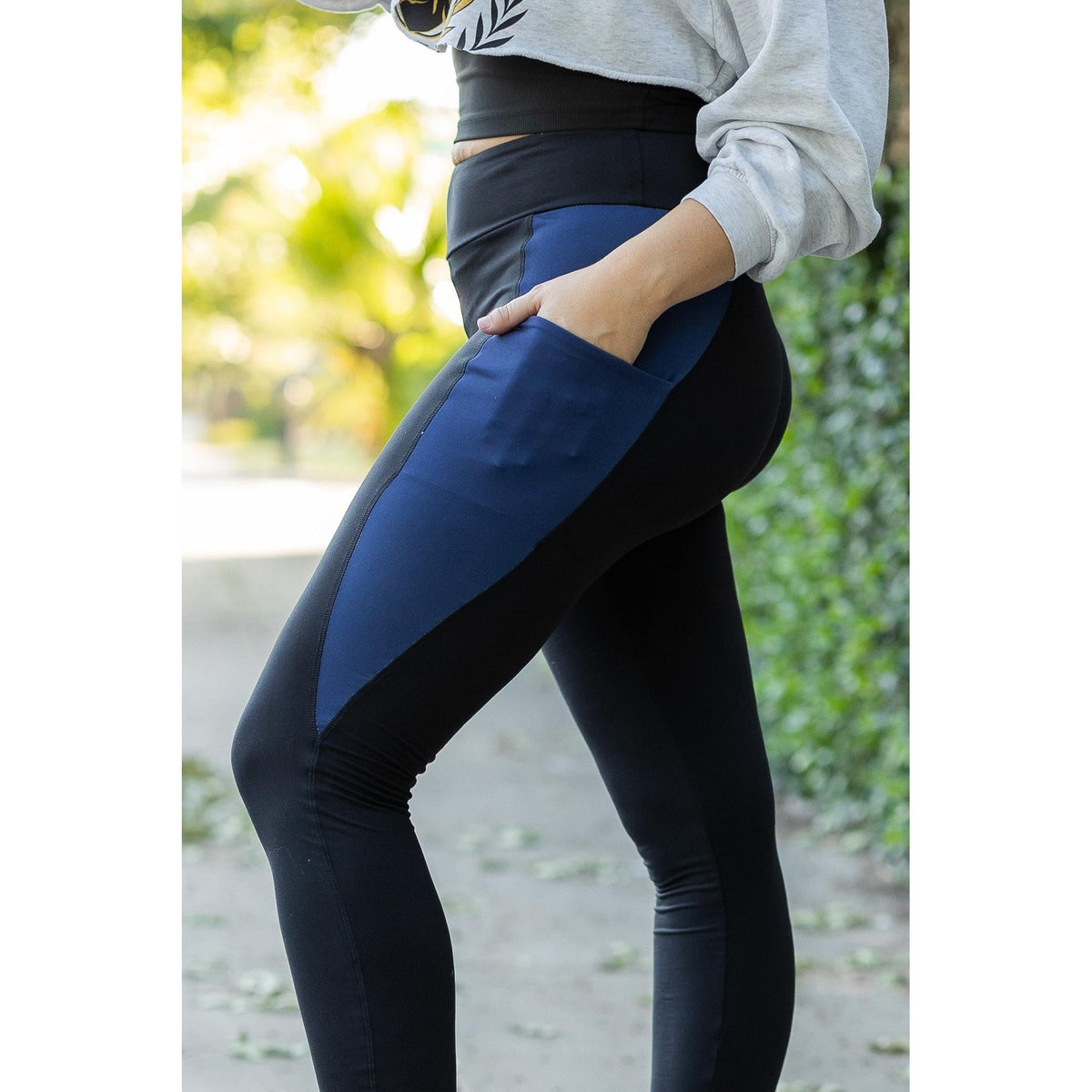 Ready to Ship | The Billie- Blue Panel Full Length Leggings