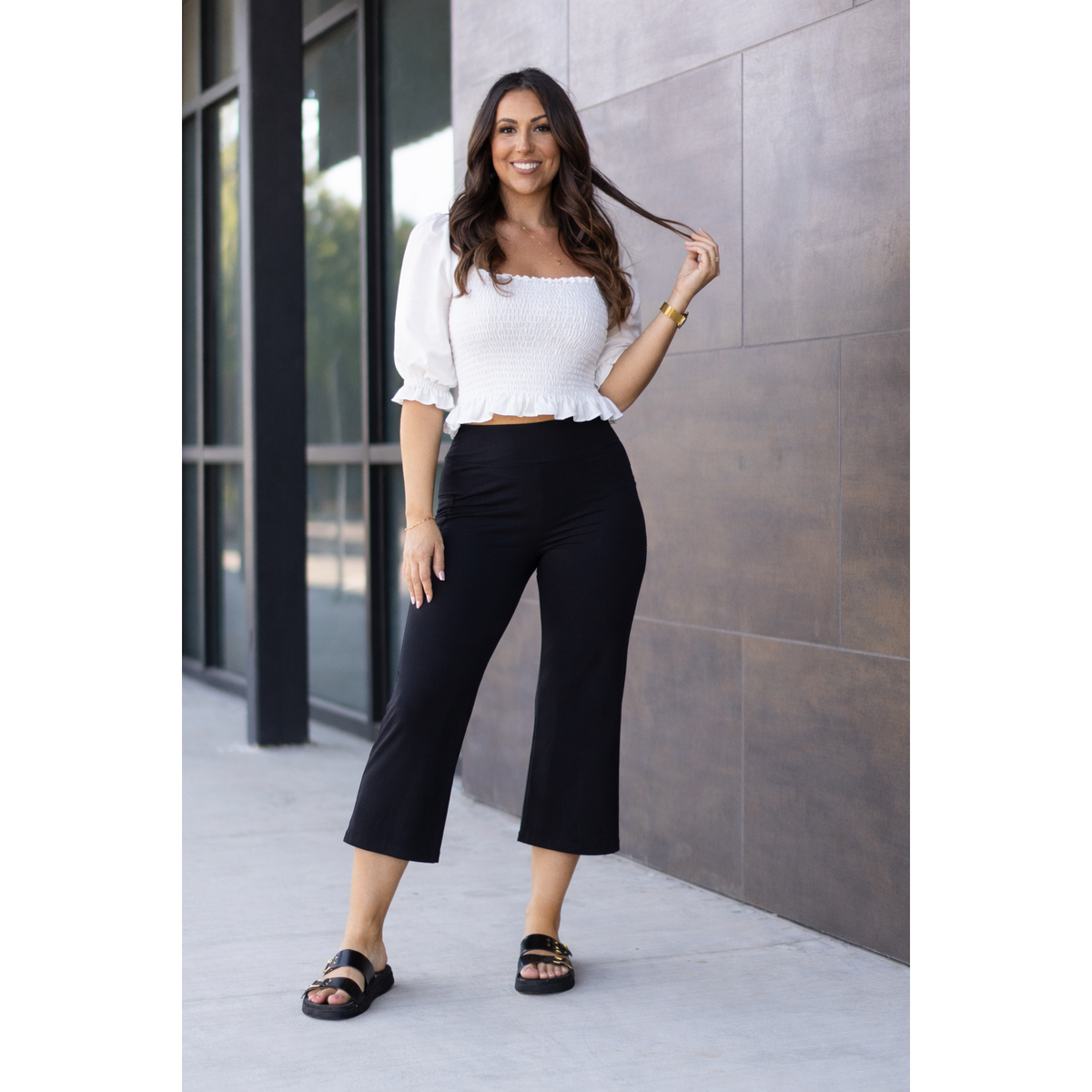 Ready to Ship | The Anna - Cropped Black Wide Legs