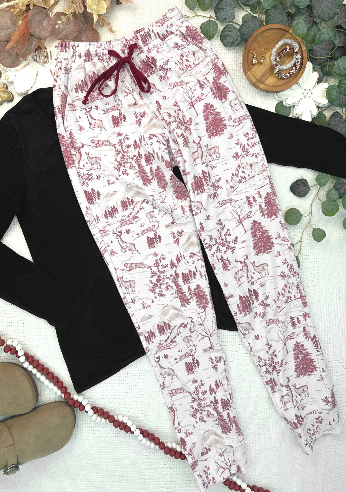 IN STOCK Classic Joggers - Cranberry Woodland