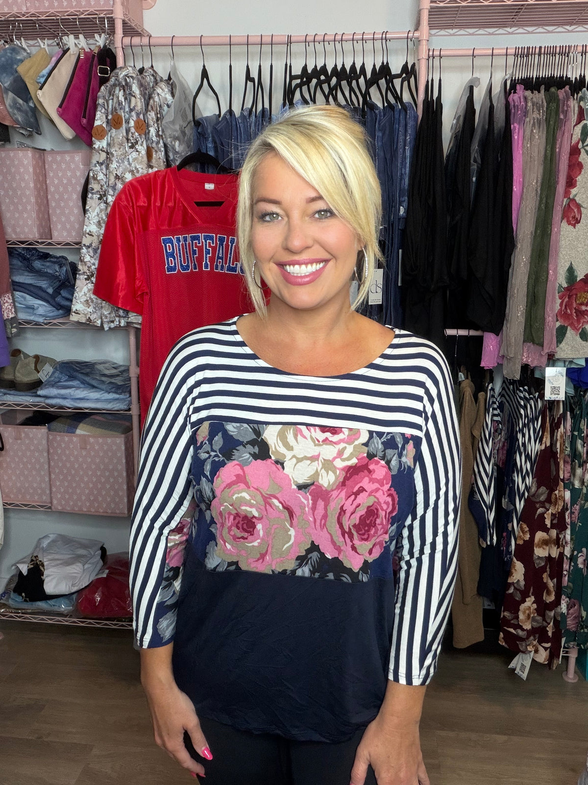 Sew in Love Navy Stripes & Floral