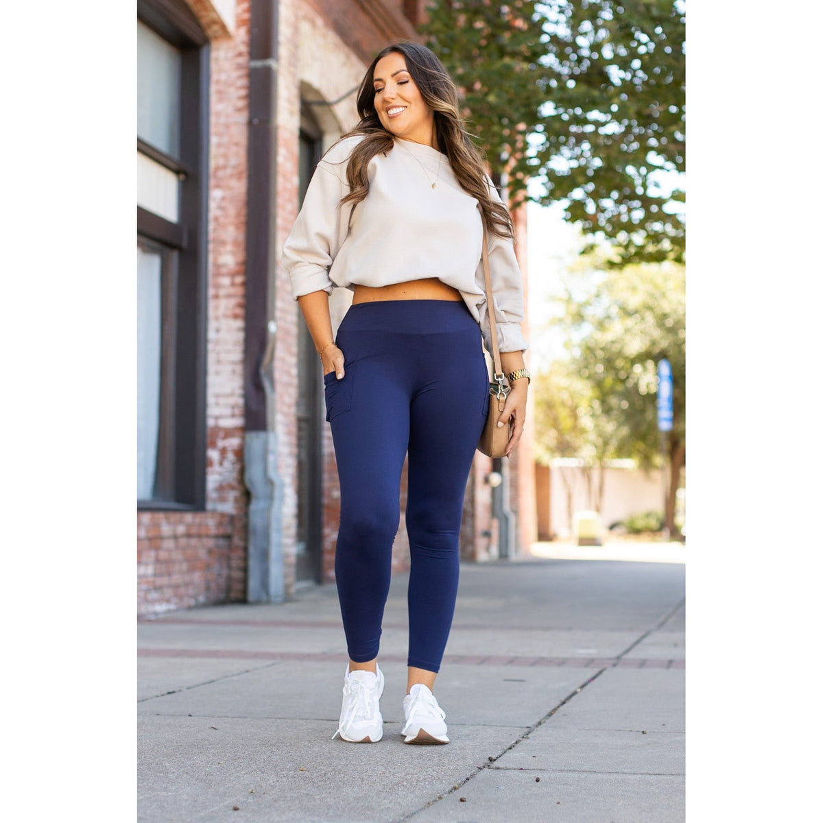 Ready to Ship | The Nyla - Navy Full-Length with Pocket Leggings - Luxe Leggings by Julia Rose®