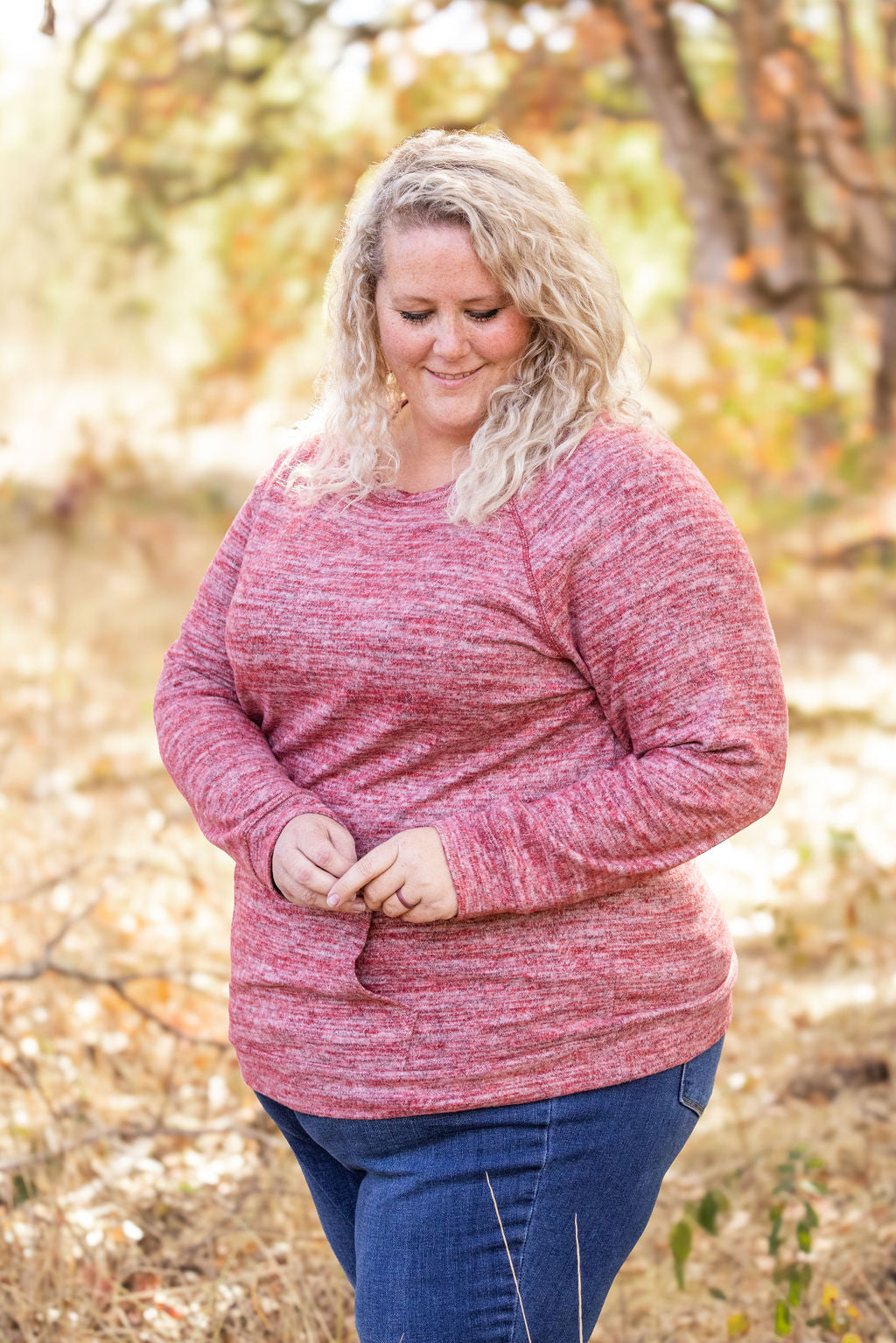 IN STOCK Hannah Pocket Pullover - Red Large