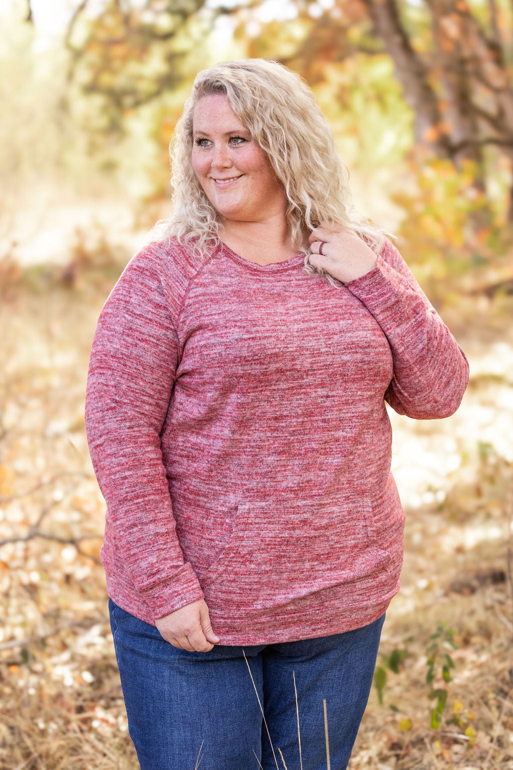 IN STOCK Hannah Pocket Pullover - Red Large