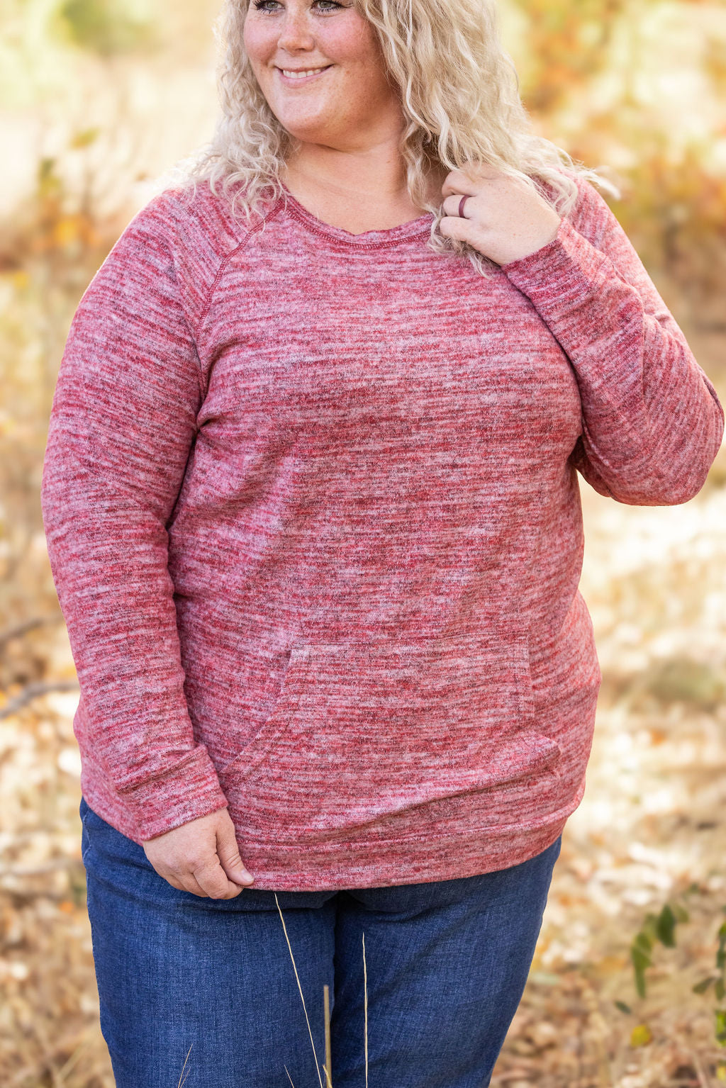 IN STOCK Hannah Pocket Pullover - Red Large