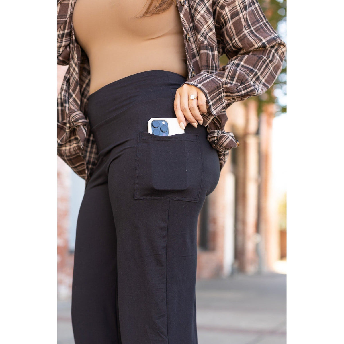 The Brooke - Black Wide Leg Full-Length with Pockets - Luxe Leggings by Julia Rose®