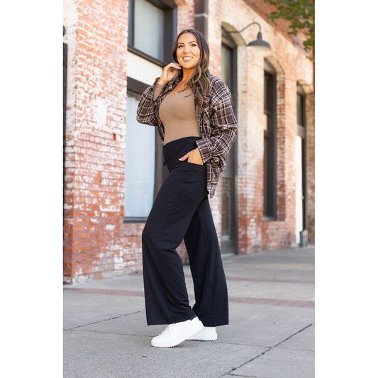 The Brooke - Black Wide Leg Full-Length with Pockets - Luxe Leggings by Julia Rose®