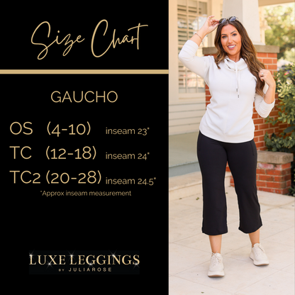 The Gabriella -Black  High Waisted Gaucho Pants Luxe Leggings by Julia Rose®