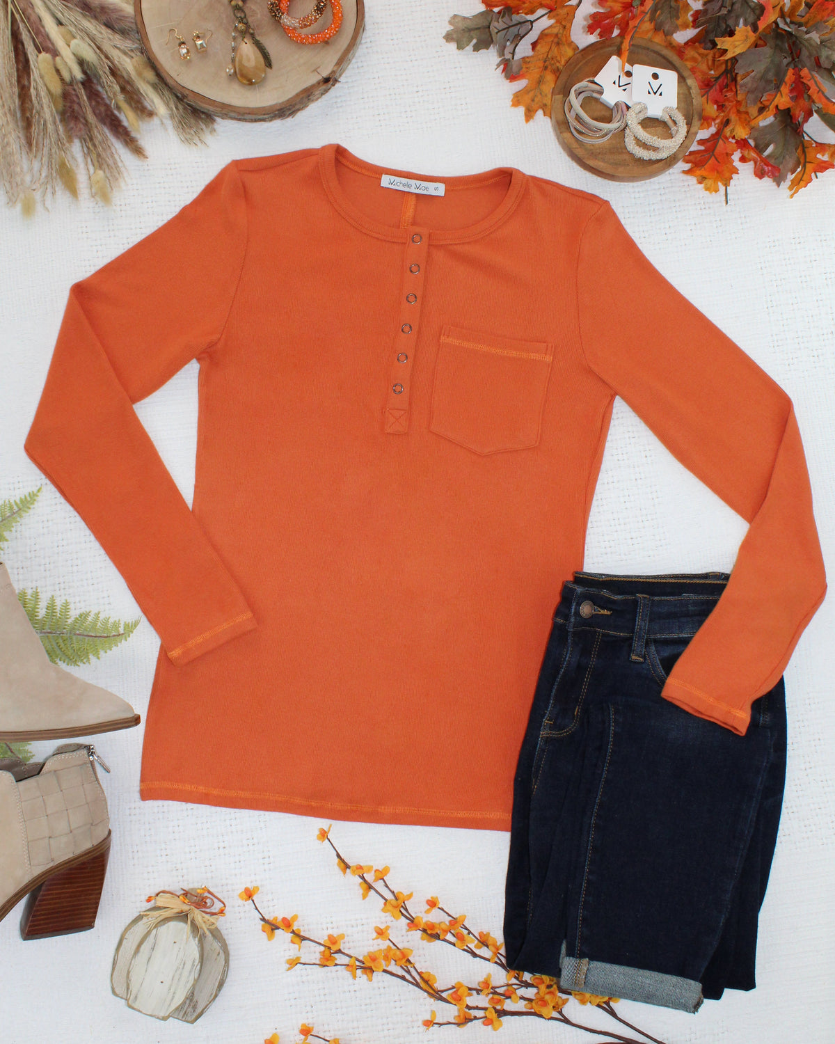 IN STOCK Georgia Long Sleeve Top - Pumpkin Spice FINAL SALE
