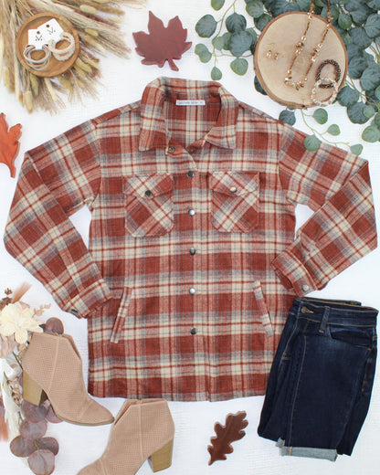 IN STOCK Norah Shacket - Brick Plaid FINAL SALE