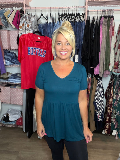 Sarah Ruffle Top - Teal