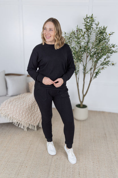 IN STOCK Corrine Ribbed Pullover Top - Black