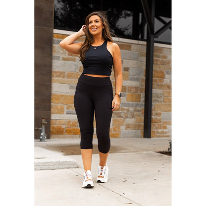 PreOrder | The Cassandra - Black CAPRI with POCKETS Round 3  - Luxe Leggings by Julia Rose®