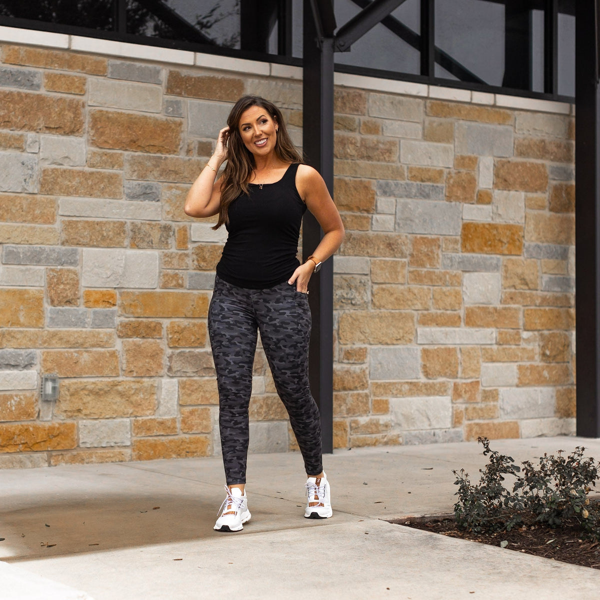 Julia Rose Maverick camo full-length leggings, Women wearing Maverick camo leggings high waisted