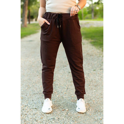 Ready to Ship | The Brinley - Brown Fleece Joggers