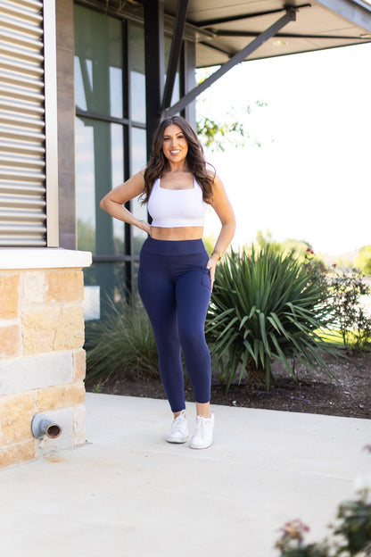 Ready to Ship | The Riley - 7/8 Ankle Length NAVY Leggings with Pockets