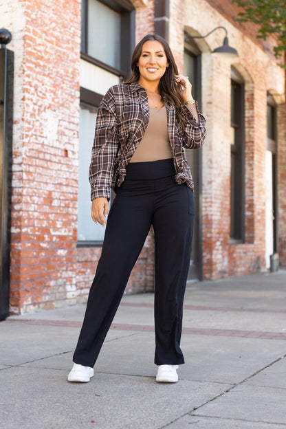 Ready to Ship | The Serena  - Black Wide Leg Luxe Loungers with Pockets
