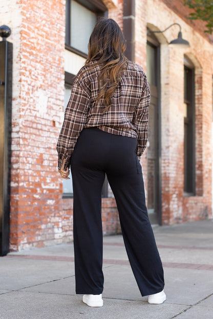 Ready to Ship | The Serena  - Black Wide Leg Luxe Loungers with Pockets
