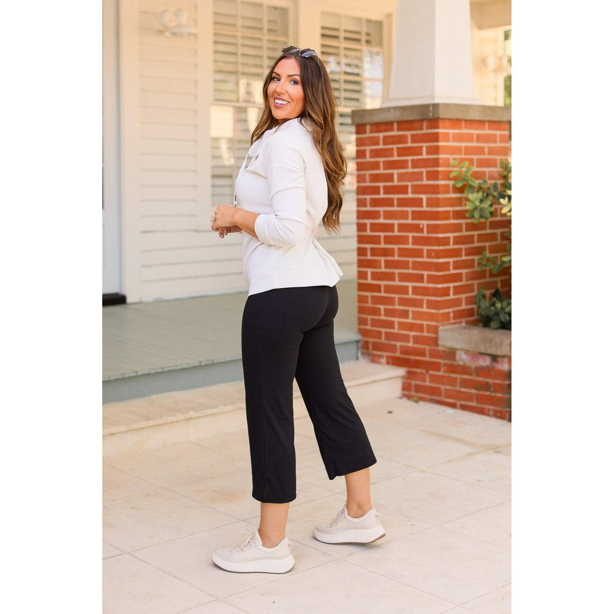 The Gabriella -Black  High Waisted Gaucho Pants Luxe Leggings by Julia Rose®