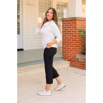 The Gabriella -Black  High Waisted Gaucho Pants Luxe Leggings by Julia Rose®