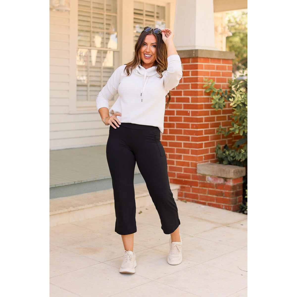 The Gabriella -Black  High Waisted Gaucho Pants Luxe Leggings by Julia Rose®