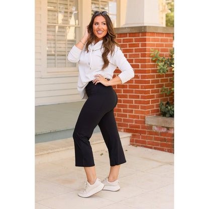 The Gabriella -Black  High Waisted Gaucho Pants Luxe Leggings by Julia Rose®