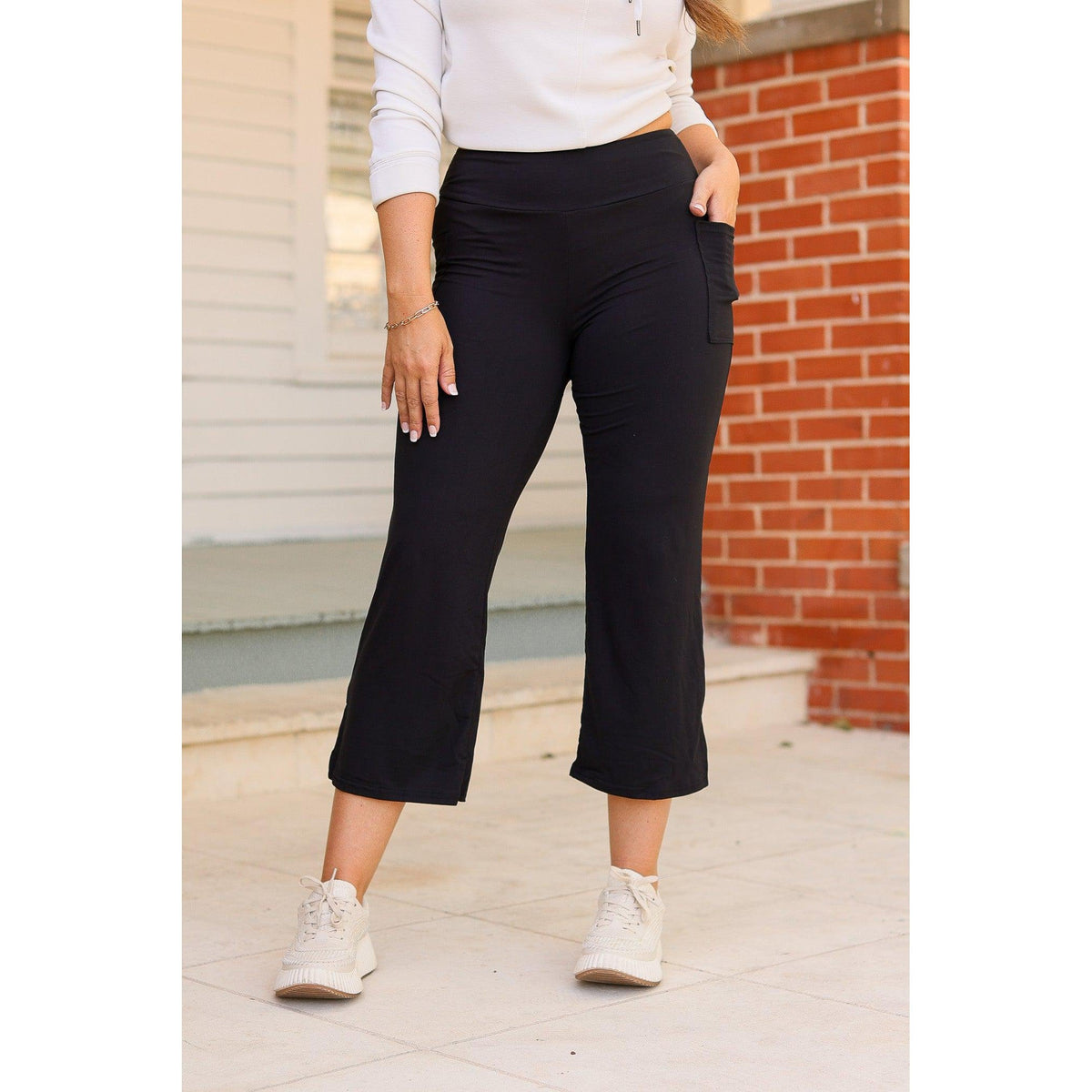 The Gabriella -Black  High Waisted Gaucho Pants Luxe Leggings by Julia Rose®