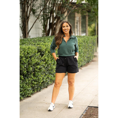 Ready to Ship | The Chrissy - Black Fleece Shorts with Pockets