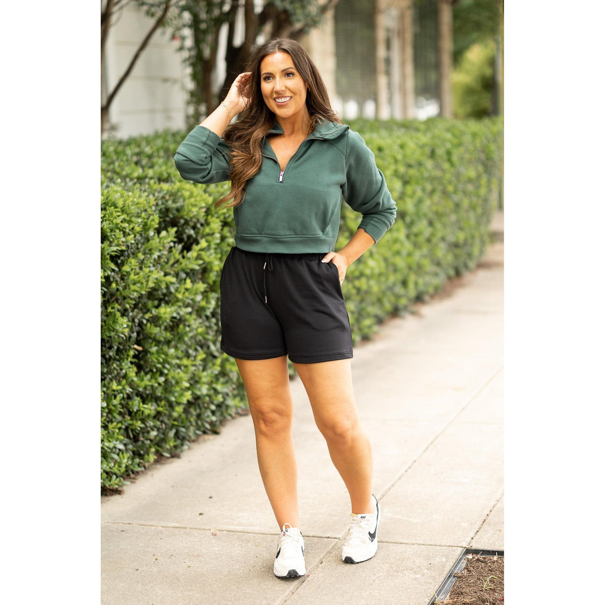 Ready to Ship | The Chrissy - Black Fleece Shorts with Pockets