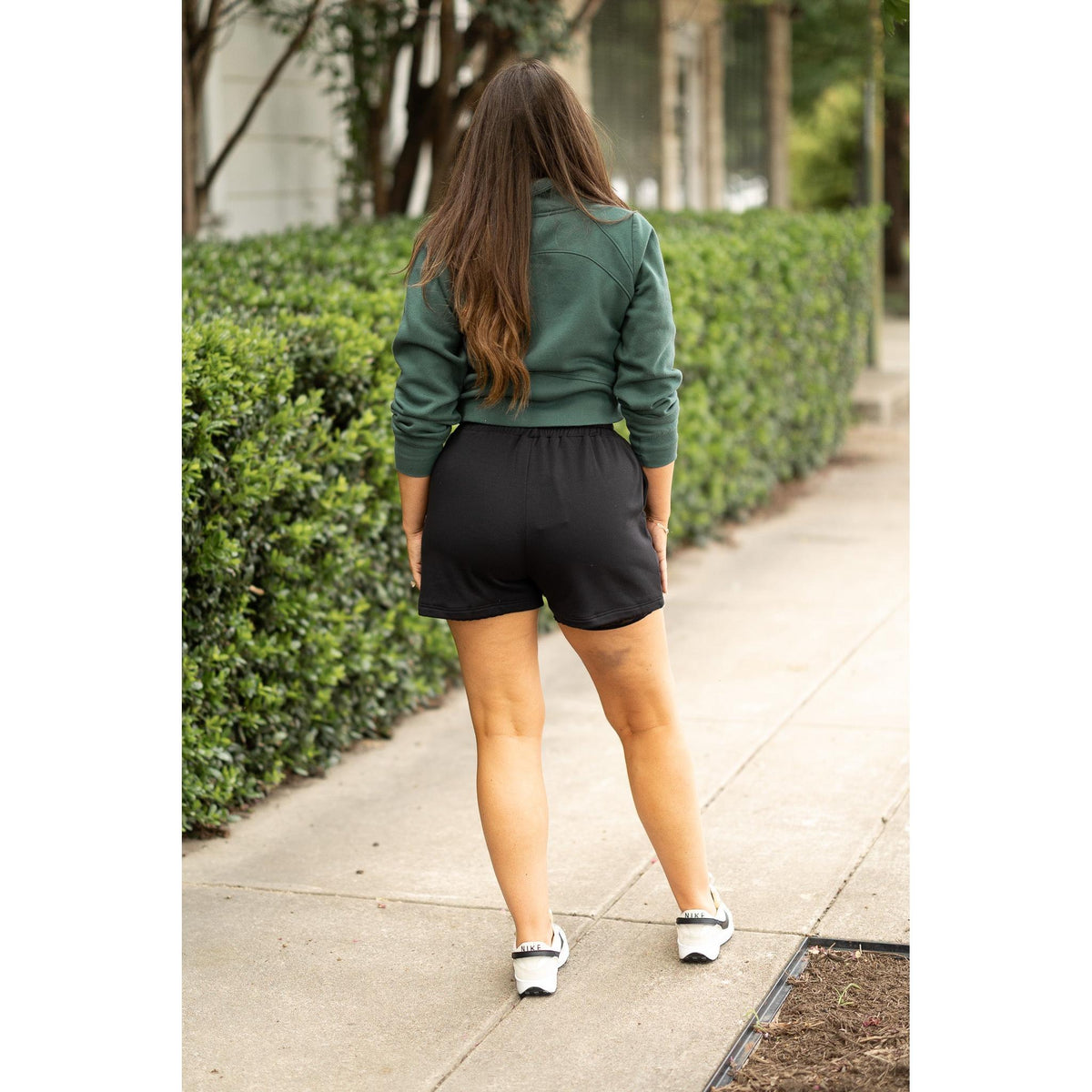 Ready to Ship | The Chrissy - Black Fleece Shorts with Pockets