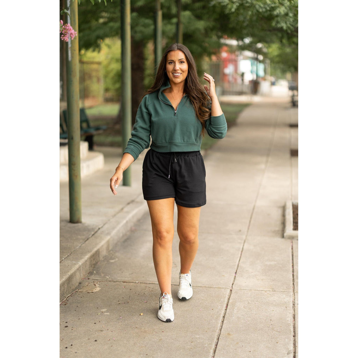 Ready to Ship | The Chrissy - Black Fleece Shorts with Pockets