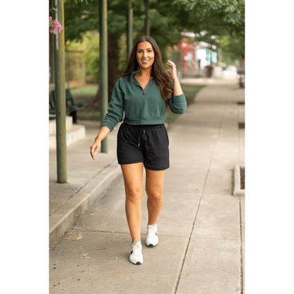 Ready to Ship | The Chrissy - Black Fleece Shorts with Pockets