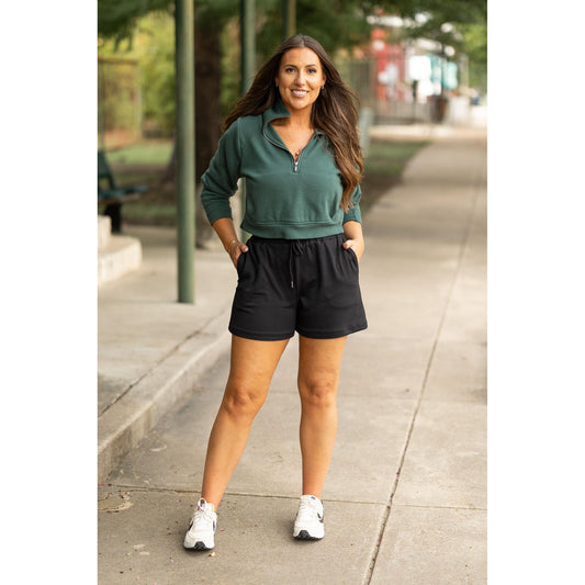 Ready to Ship | The Chrissy - Black Fleece Shorts with Pockets
