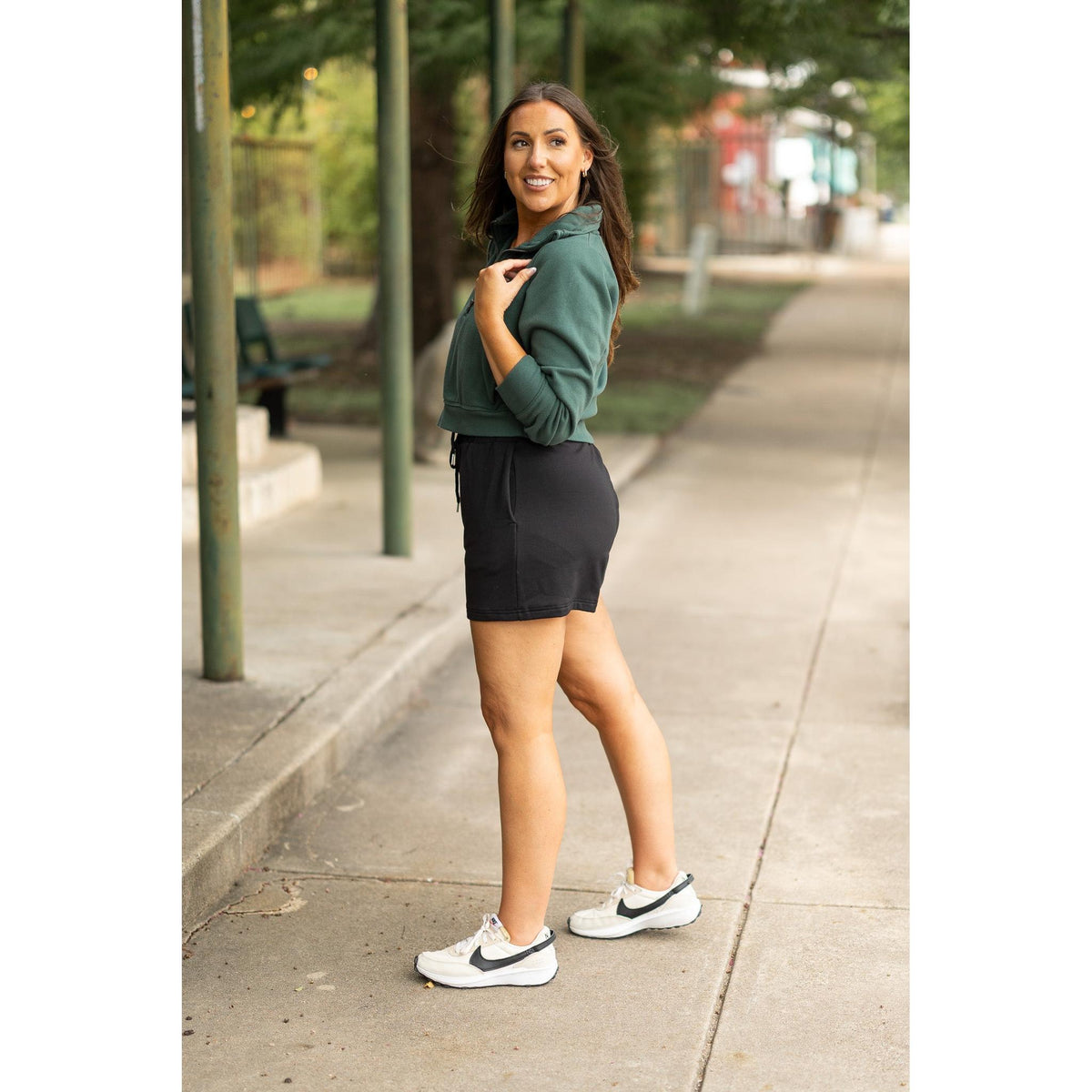 Ready to Ship | The Chrissy - Black Fleece Shorts with Pockets