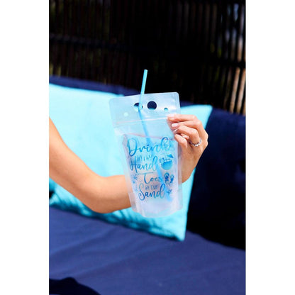 Julia Rose summer drink pouch, Reusable drink pouch for beach and travel