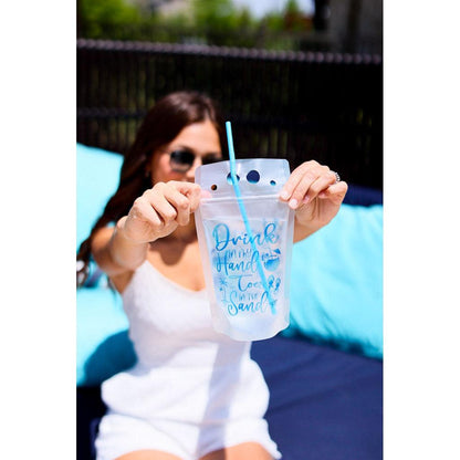 Julia Rose summer drink pouch, Reusable drink pouch for beach and travel