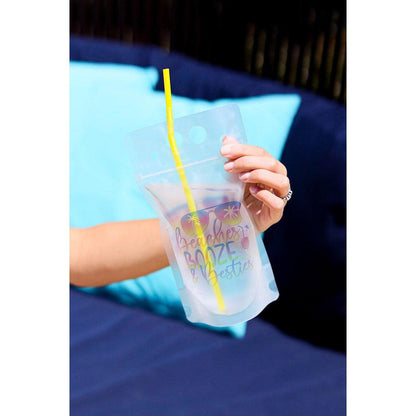 Julia Rose summer drink pouch, Reusable drink pouch for beach and travel