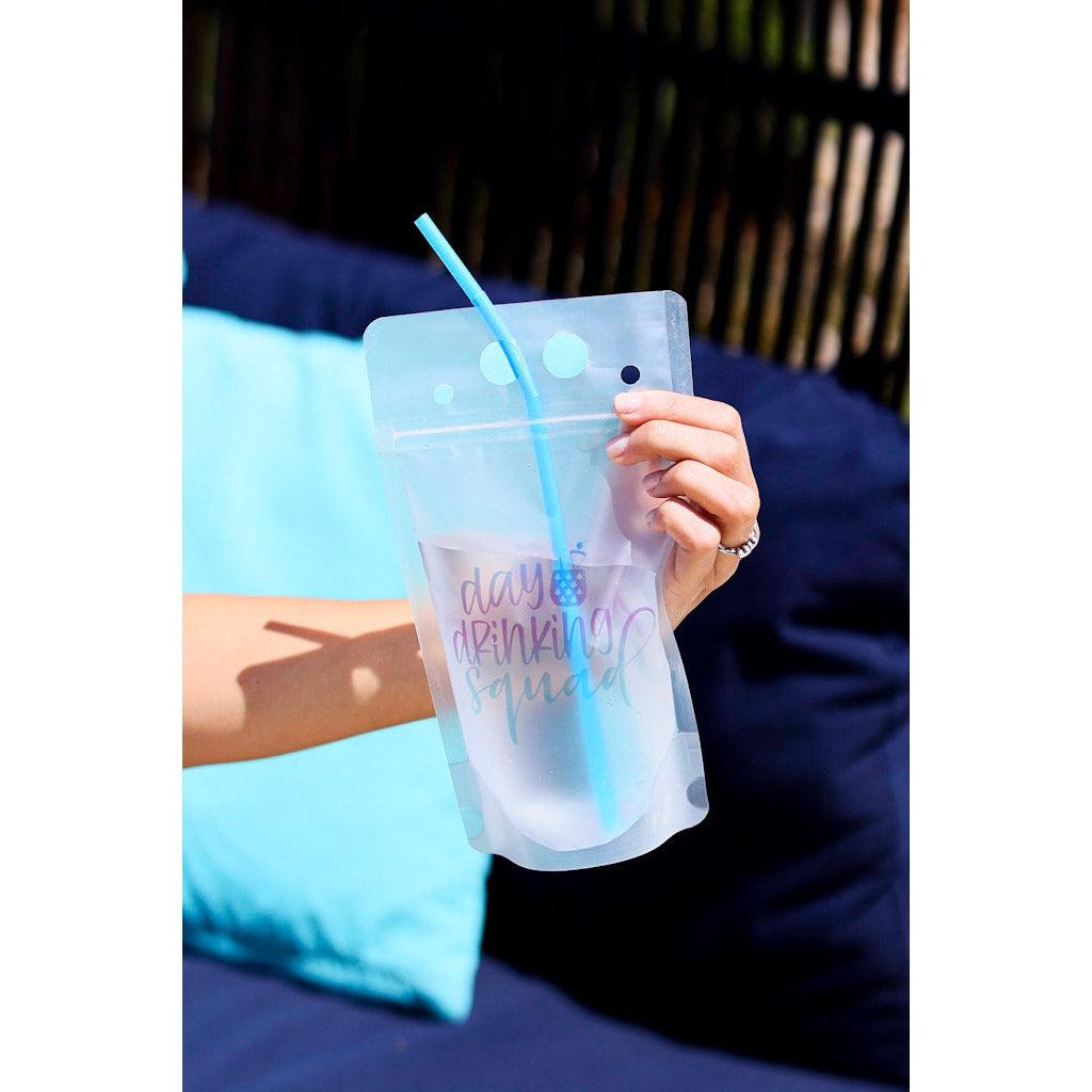Julia Rose summer drink pouch, Reusable drink pouch for beach and travel