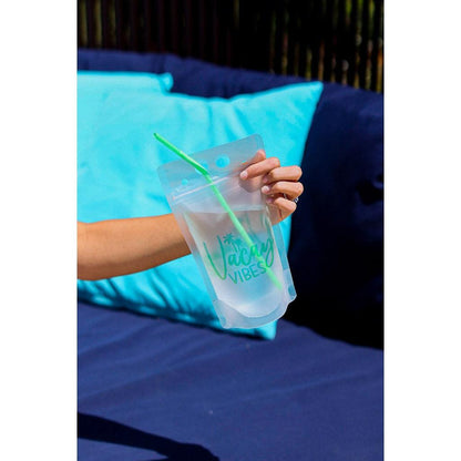 Julia Rose summer drink pouch, Reusable drink pouch for beach and travel