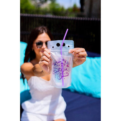 Julia Rose summer drink pouch, Reusable drink pouch for beach and travel