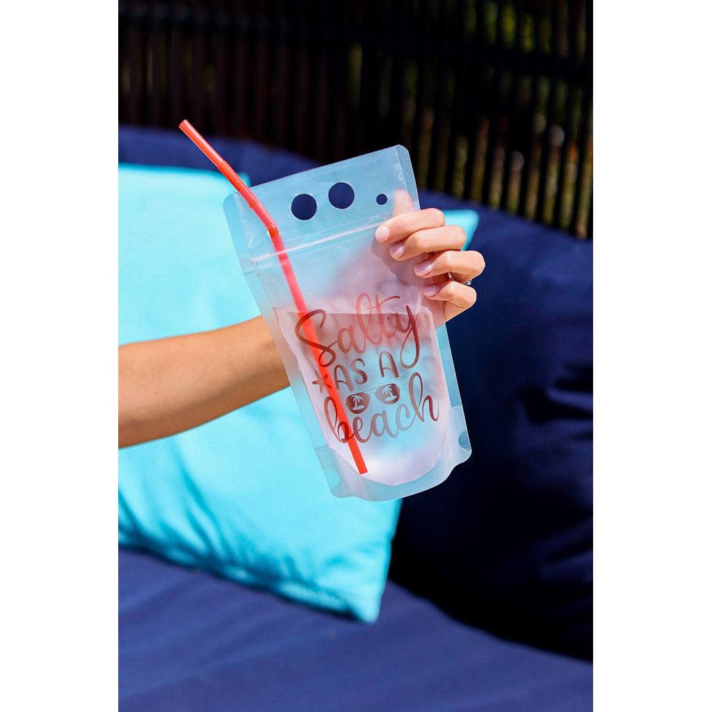 Julia Rose summer drink pouch, Reusable drink pouch for beach and travel