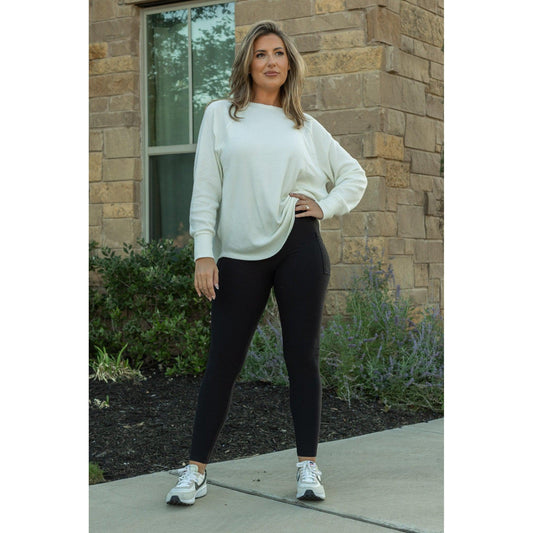 The Lilla -   Black FLEECE Full Length Leggings with Pockets - Luxe Leggings by Julia Rose®