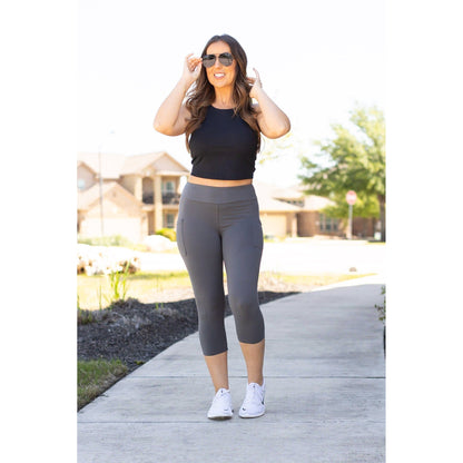 The Dani -  Charcoal CAPRI with POCKETS  - Luxe Leggings by Julia Rose®