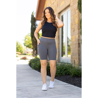 The Christy -  Charcoal BIKER  SHORTS - Luxe Leggings by Julia Rose®