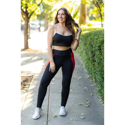 Ready to Ship | The Roxie - Red Panel Full Length Leggings