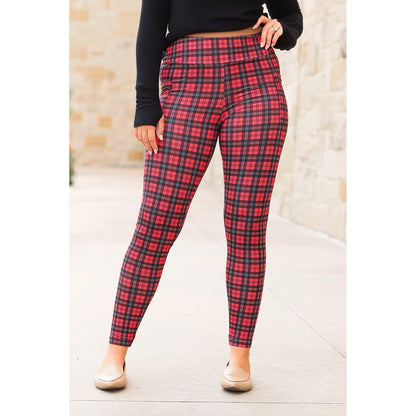 Julia Rose The Holly plaid full length leggings , High-waisted plaid leggings by Julia Rose