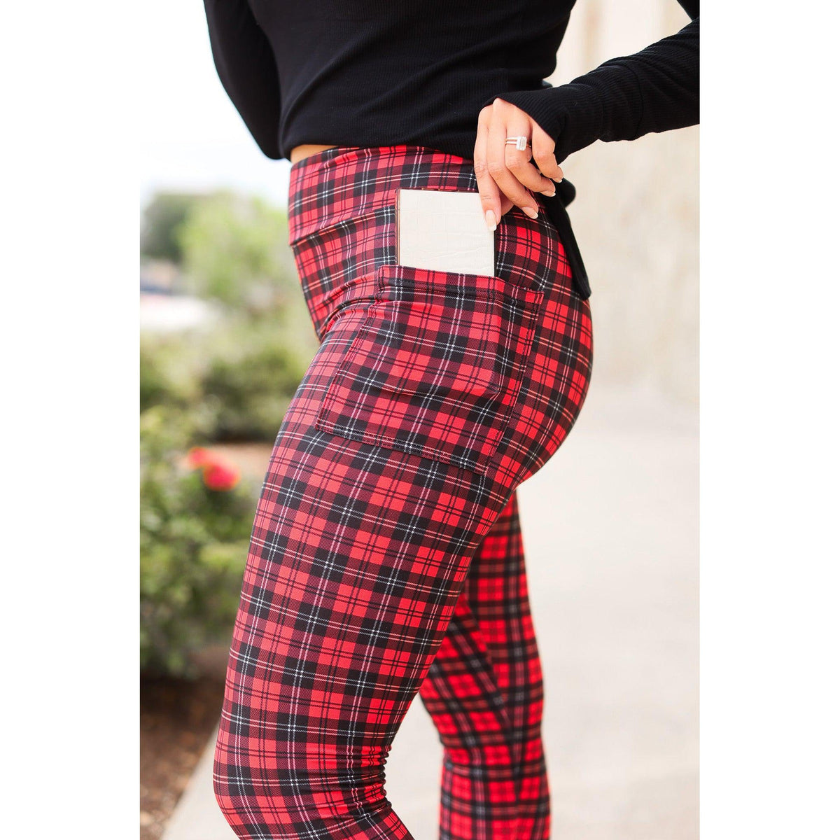 Julia Rose The Holly plaid full length leggings , High-waisted plaid leggings by Julia Rose
