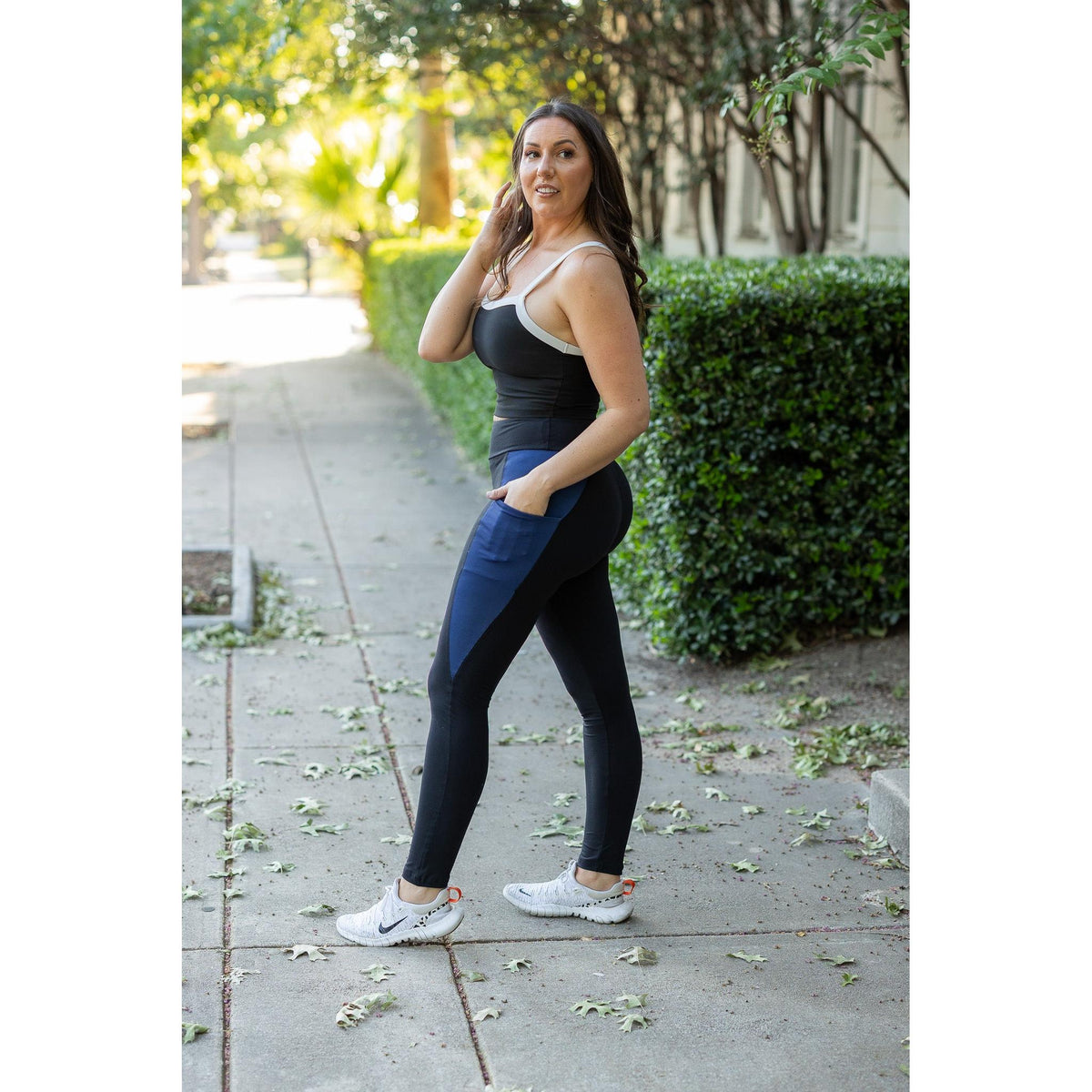 Ready to Ship | The Billie- Blue Panel Full Length Leggings