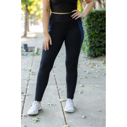 Ready to Ship | The Billie- Blue Panel Full Length Leggings