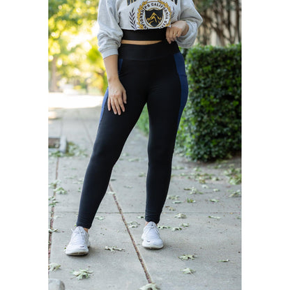 Ready to Ship | The Billie- Blue Panel Full Length Leggings
