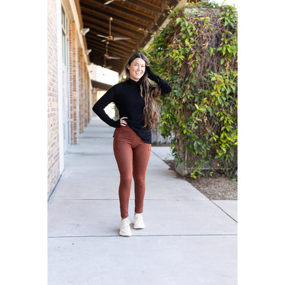 Julia Rose houndstooth full-length leggings, Women wearing houndstooth leggings high waisted